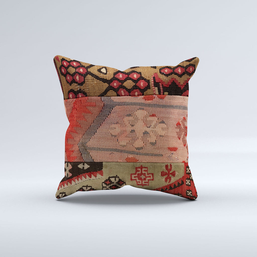 Vintage Turkish Kilim Cushion Cover 40x40 cm Square Wool Kelim Pillowcase  40823