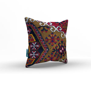 Turkish Kilim Cushion Cover 40x40 cm Square Wool Kelim Pillow Moroccan 40786