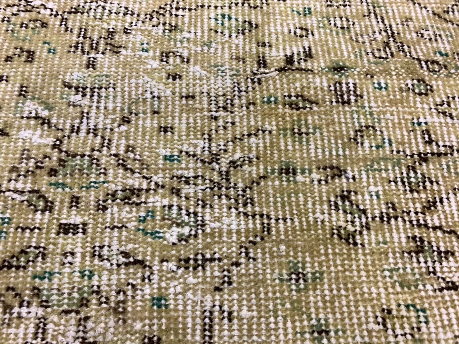 Distressed Turkish Narrow Runner 274x65 cm wool Vintage rug, Overdyed Yellow kilimshop.myshopify.com