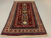 Vintage Turkish Bergama Rug  200x120 cm Red Blue and Beige kilimshop.myshopify.com