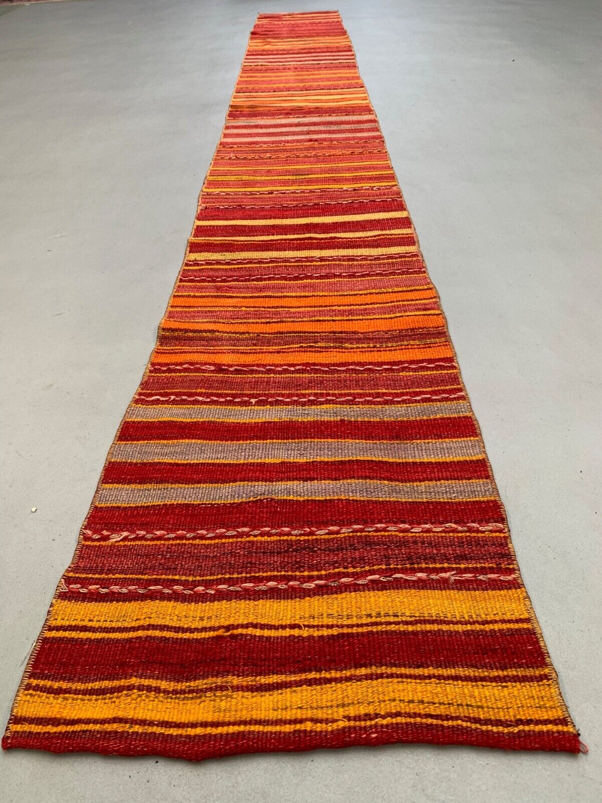 Old Turkish narrow Kilim Runner 405x49 cm shabby chic, vintage kelim