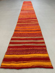 Old Turkish narrow Kilim Runner 405x49 cm shabby chic, vintage kelim