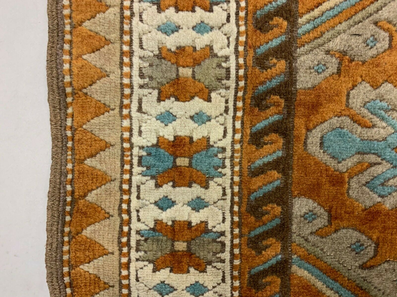 Old Turkish Rug 158x125 cm Vintage Oriental Rare Carpet Blue Brown Beige
