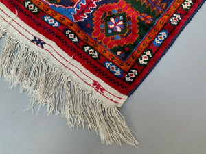Vintage Turkoman Beshir Rug 245x170 cm, very fine Red, Black, Blue Large