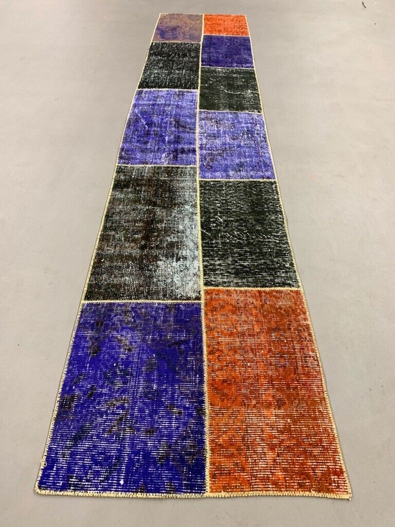Vintage Turkish Patchwork Runner 300x60 cm Wool Rug 2182