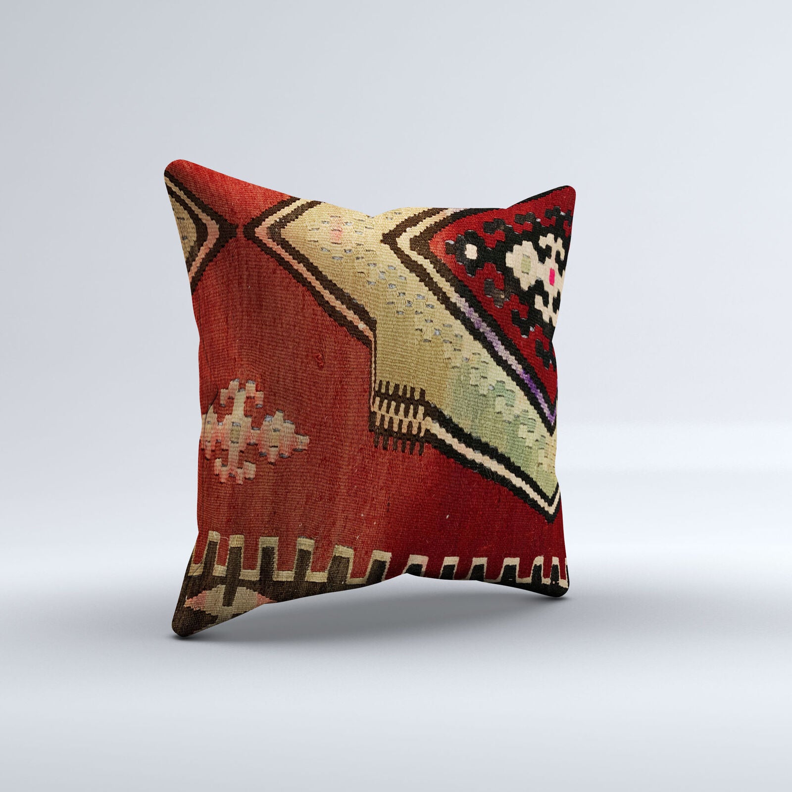 Vintage Turkish Kilim Cushion Cover 60x60 cm Square Wool Kelim Pillowcase 66460