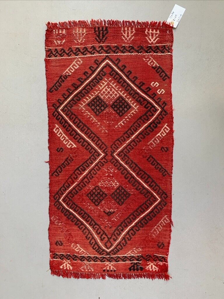 Vintage Turkish Mini Kilim 93x46 cm Wool Small Kelim Runner, shabby Chic