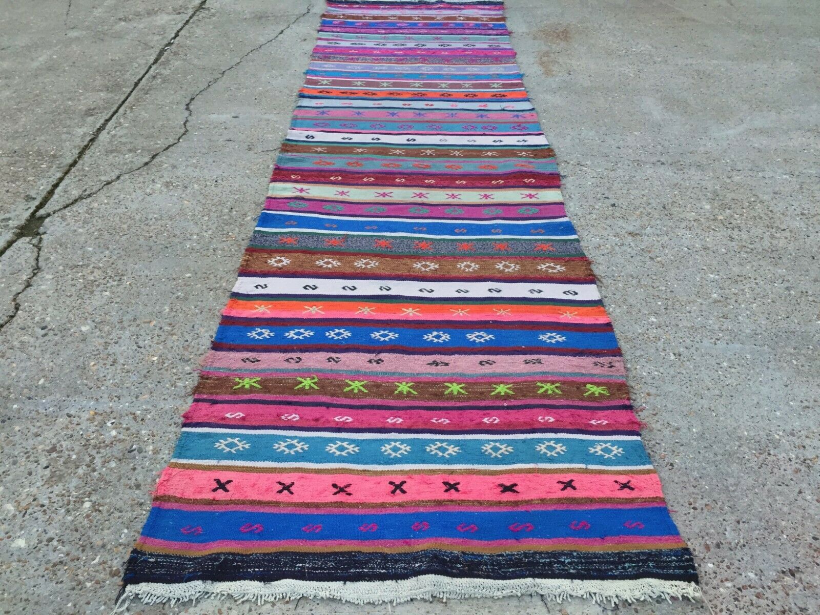 Vintage Turkish Kilim Rug Runner 340x93 cm shabby old country home Kelim rug Antiques:Carpets & Rugs kilimshop.myshopify.com