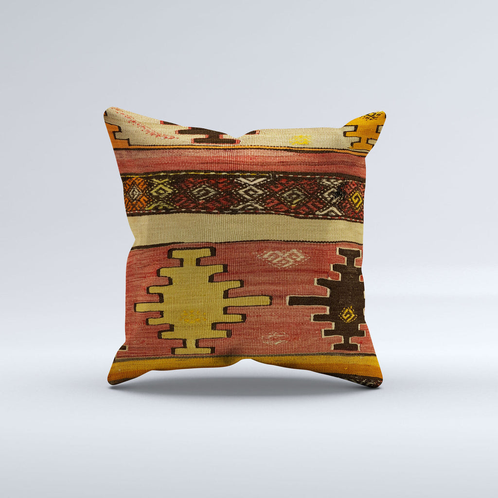 Vintage Turkish Kilim Cushion Cover 60x60 cm Square Wool Kelim Pillowcase 66404