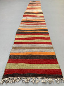 Old Turkish narrow Kilim Runner 340x50 cm shabby chic, vintage kelim