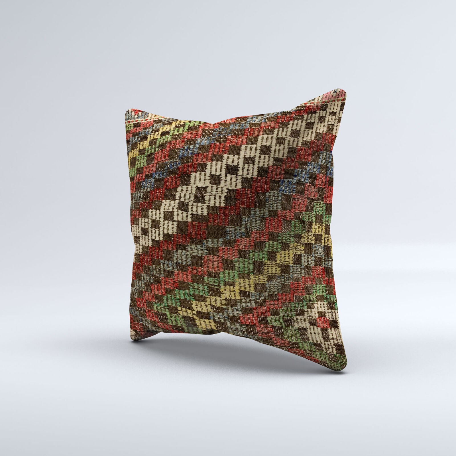 Vintage Turkish Kilim Cushion Cover 60x60 cm Square Wool Kelim Pillowcase 66423