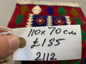 Small Vintage Turkish Kilim Rug 110x70 cm Wool Kelim