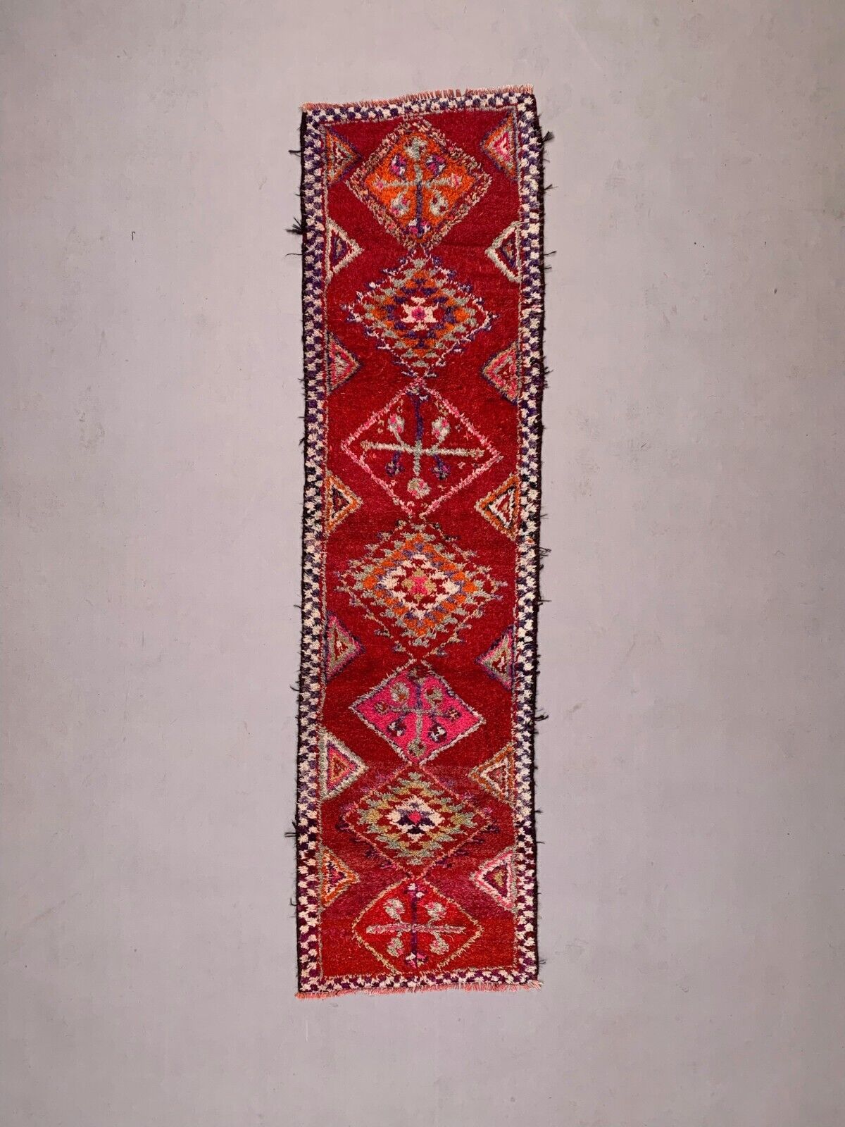 Vintage Turkish  Tribal Runner 345x94 cm veg dye wool rug tribal, handmade