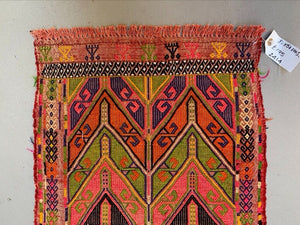 Vintage Turkish Mini Kilim 86x50 cm Wool Small Kelim Runner, shabby Chic