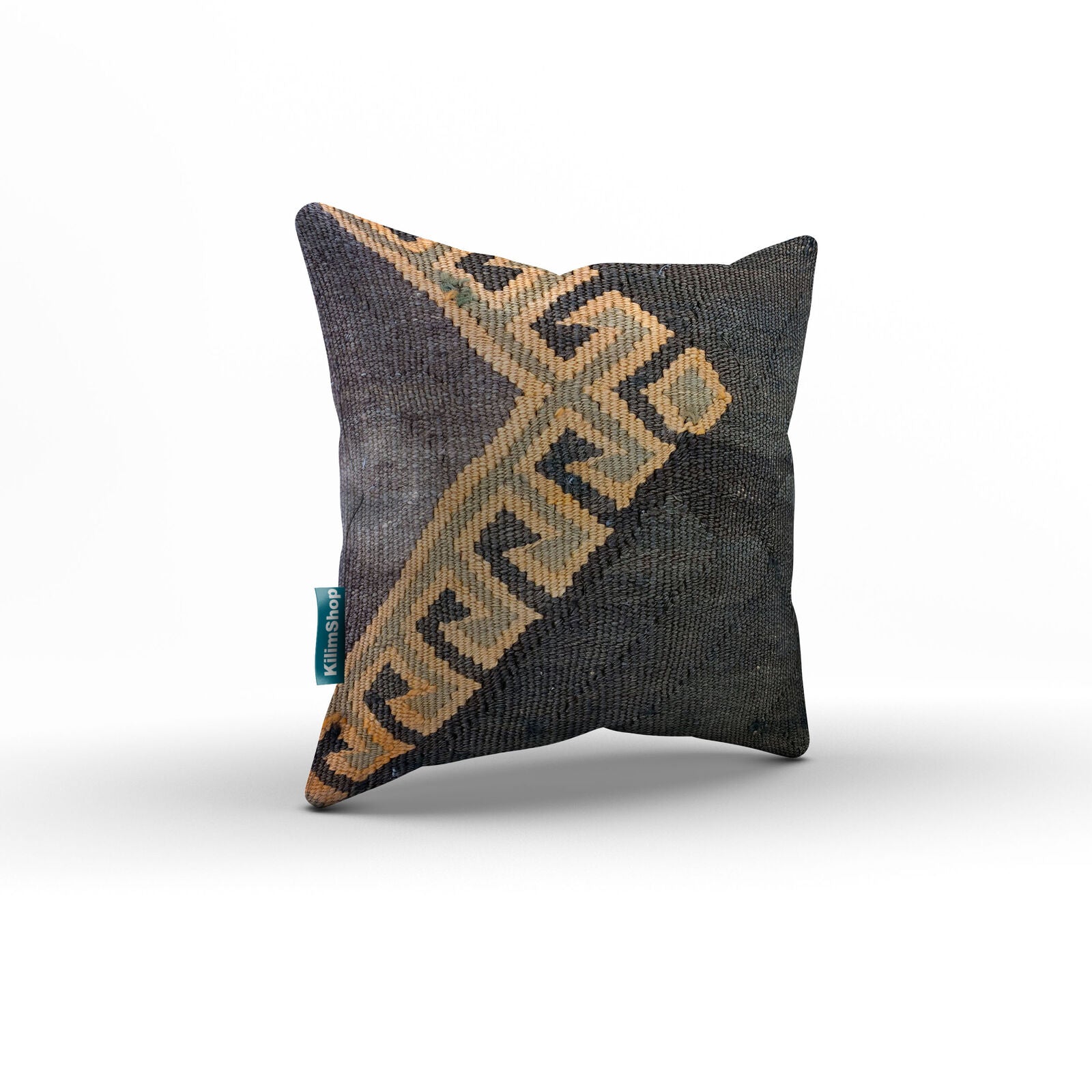 Turkish Kilim Cushion Cover 40x40 cm Square Wool Kelim Pillow Moroccan 40784