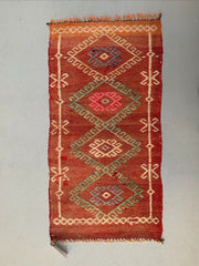 Vintage Turkish Mini Kilim 83x41 cm Wool Small Kelim Runner, shabby Chic