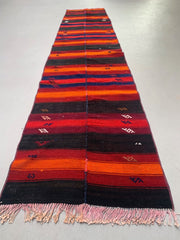 Old Turkish narrow Kilim Runner 274x61 cm shabby chic, vintage kelim