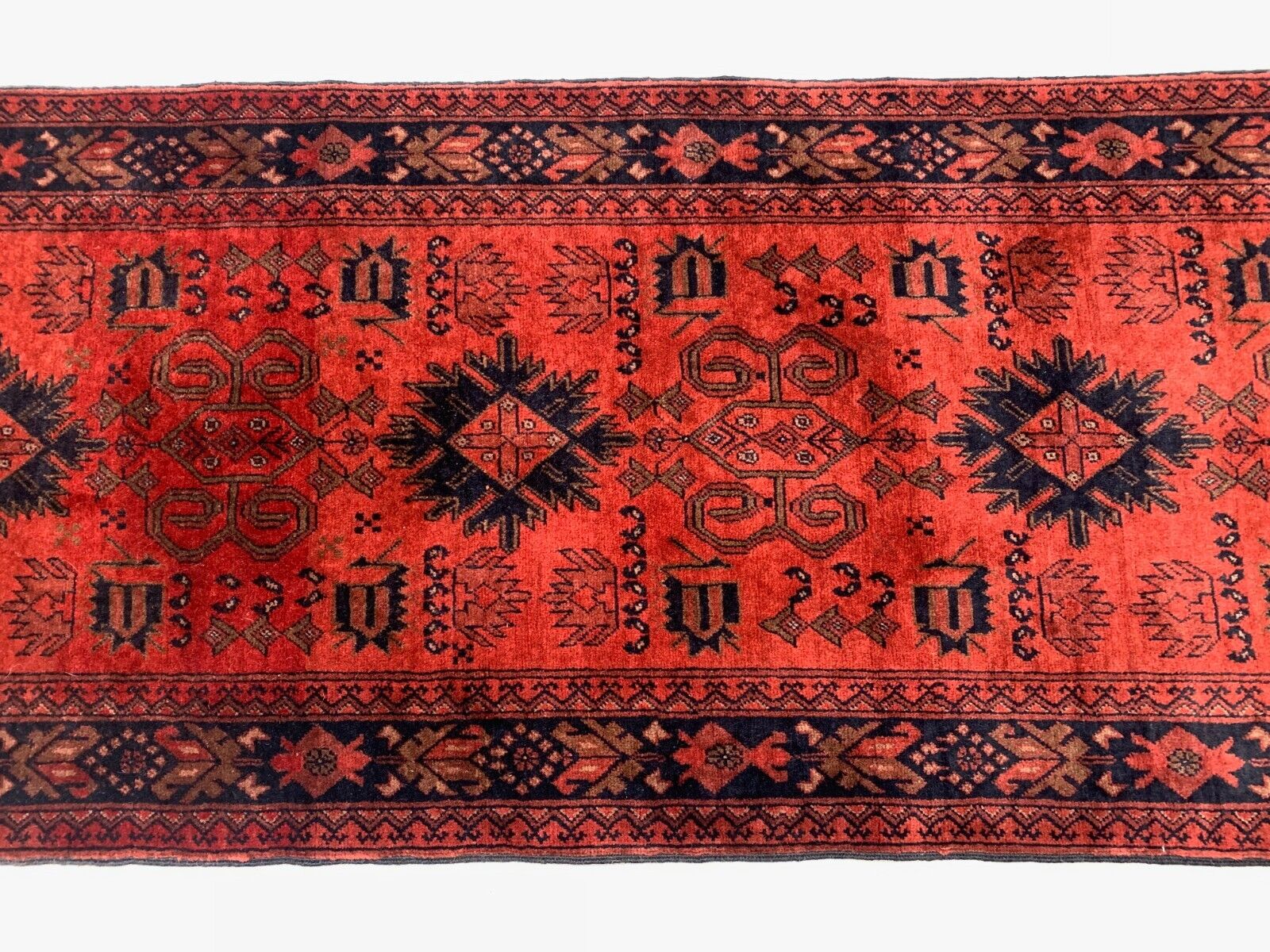 Afghan Khal Mohammadi Runner 307x81 cm, Vintage Turkoman Rug