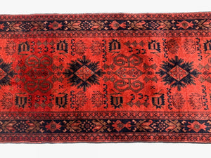 Afghan Khal Mohammadi Runner 307x81 cm, Vintage Turkoman Rug