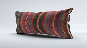 Vintage Turkish Kilim Cushion Cover 30x60 cm Lumbar Wool Kelim Pillowcase 36475