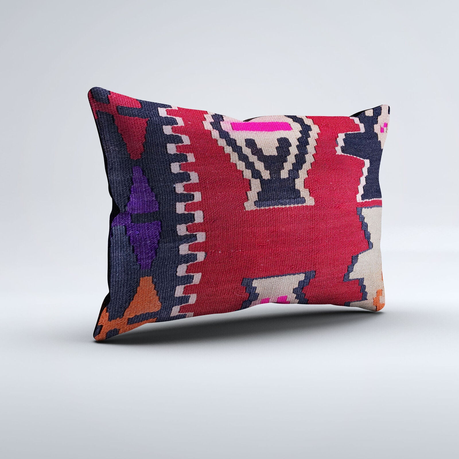 Vintage Turkish Kilim Cushion Cover 60x40 cm Wool Kelim Pillowcase 64667