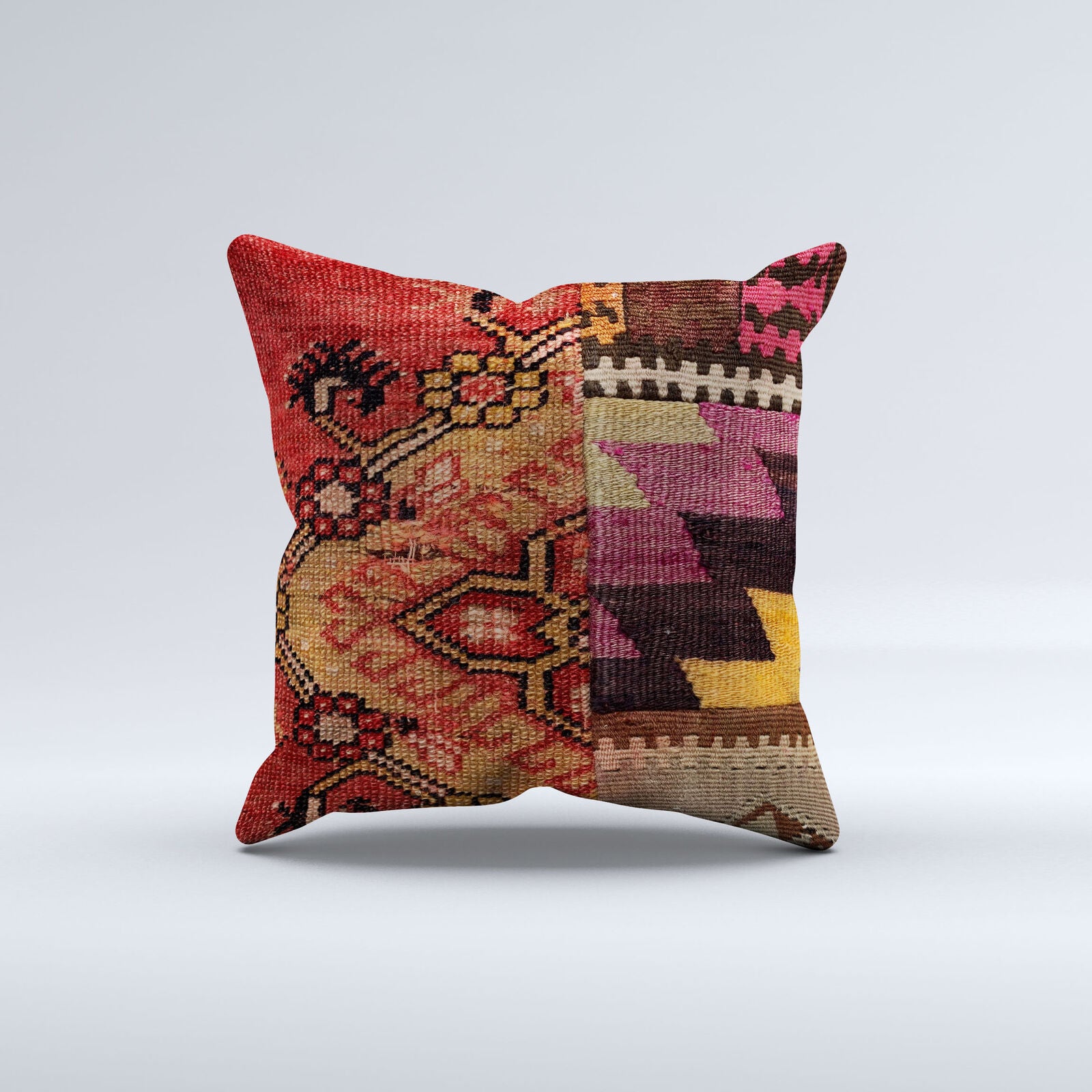 Vintage Turkish Kilim Cushion Cover 40x40 cm Square Wool Kelim Pillowcase  40803