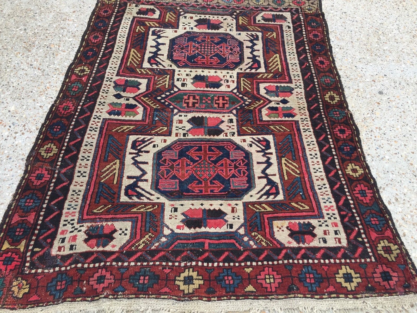 Old Kazak Rug Wool Oriental HandMade 140x105cm vintage carpet Turkish Persian Antiques:Carpets & Rugs kilimshop.myshopify.com