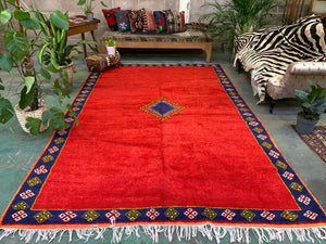 Vintage Moroccan Rug 315x205 cm Tazenacht Berber Atlas, Tribal Red, Orange, Blue