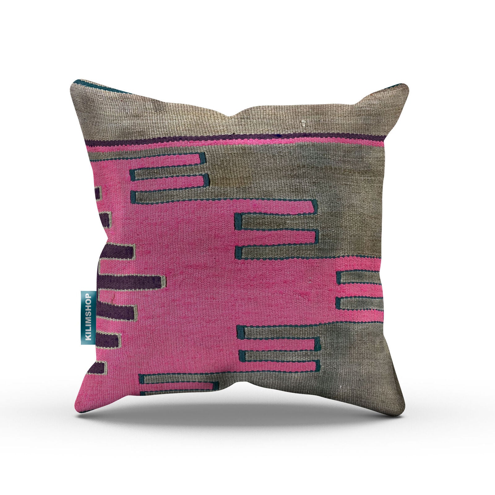 Turkish Kilim Cushion Cover 40x40 cm Square Wool Kelim Pillow Moroccan 40793