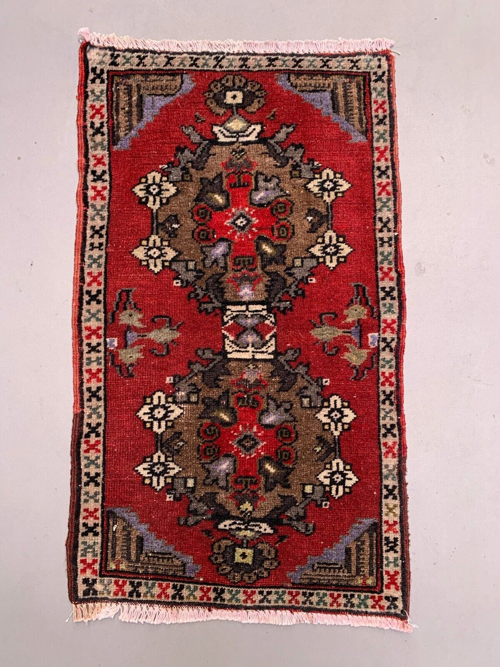 Small Vintage Turkish Rug 90x51 cm, Short Runner, Tribal, Shabby Chic