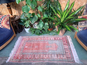 Vintage Turkish Oushak Rug 150x86 cm shabby carpet Ushak Region Small