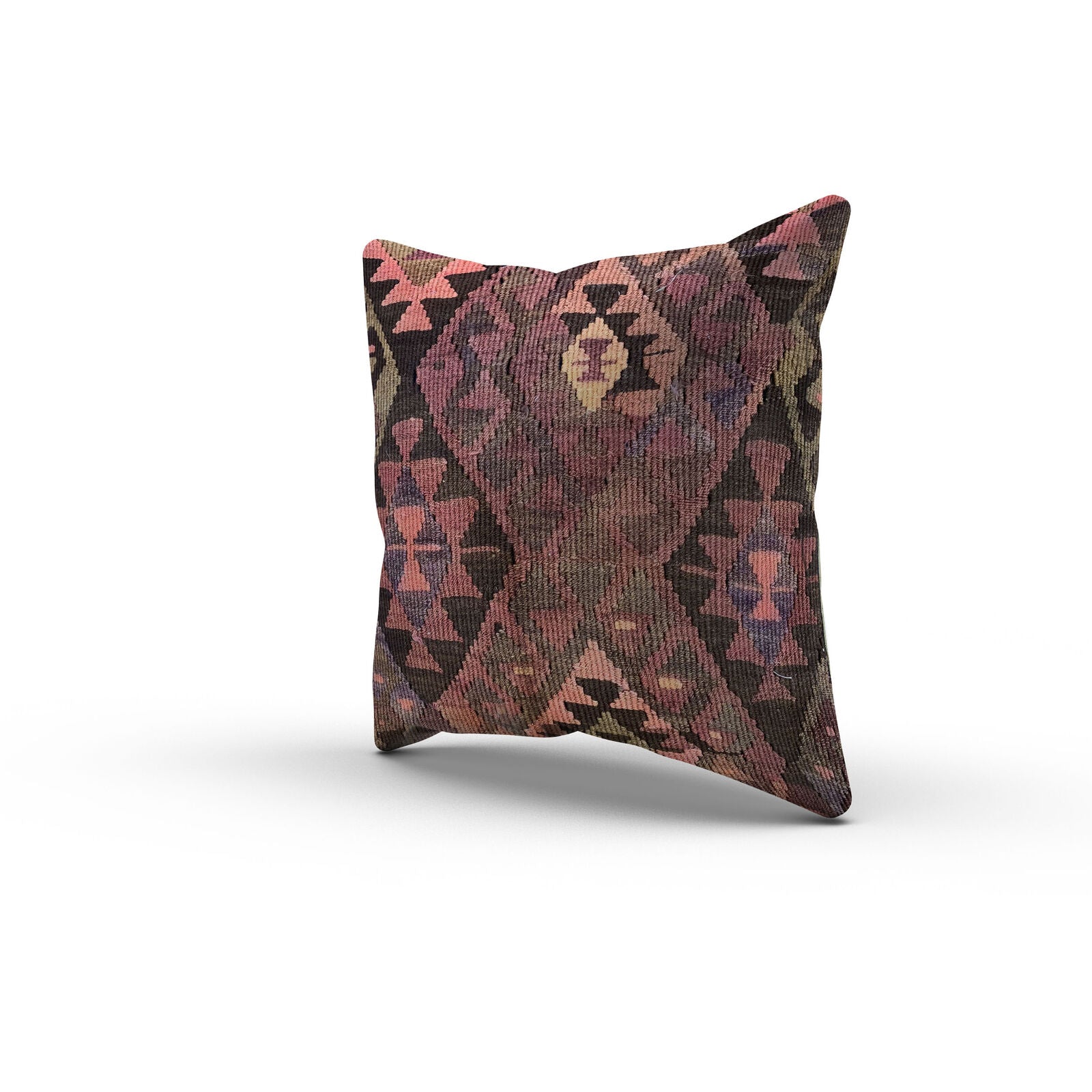 Turkish Kilim Cushion Cover 40x40 cm Square Wool Kelim Pillow Moroccan 40778