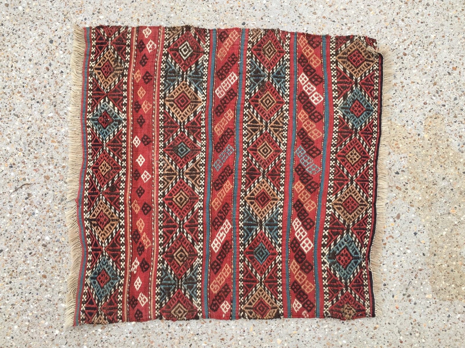 Antique Turkish Kilim Rug shabby vintage old wool country home Kelim 95x93cm Antiques:Carpets & Rugs kilimshop.myshopify.com