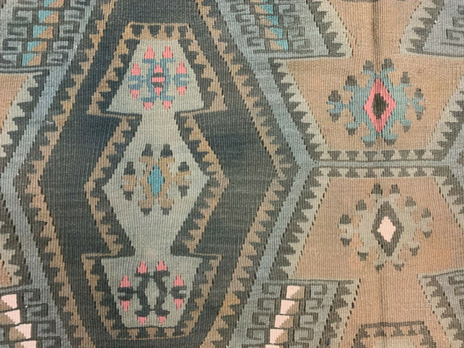 Vintage Turkish Kilim Rug 395x132 cm, Wool Kelim Runner kilimshop.myshopify.com