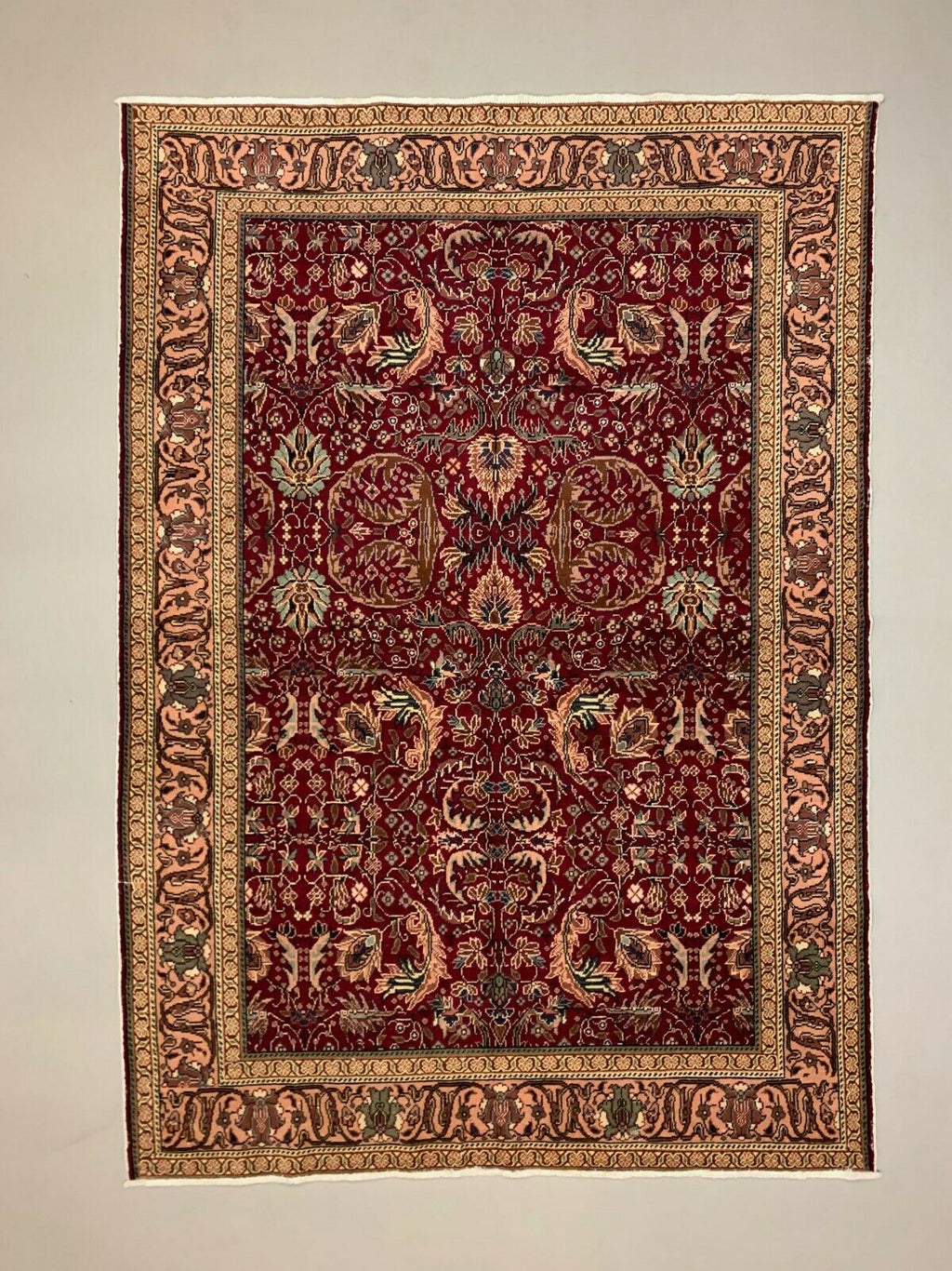 Distressed Turkish Rug 214x150 cm wool Vintage shabby Chic Tribal Red, Beige kilimshop.myshopify.com