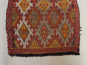 Vintage Turkish Mini Kilim 86x55 cm Wool Small Kelim Runner, shabby Chic