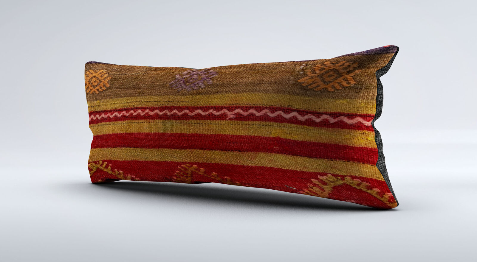 Vintage Turkish Kilim Cushion Cover 30x60 cm Lumbar Wool Kelim Pillowcase 36490