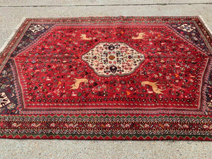 Vintage Traditional Persian Shiraz Rug Wool Oriental HandMade Rug 280x197 cm Antiques:Carpets & Rugs kilimshop.myshopify.com