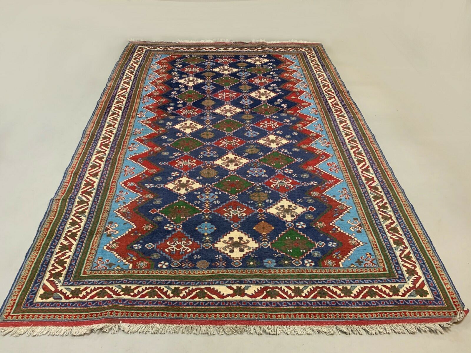 Original Shirvan Kazak Rug 310x210 cm Vintage, Blue, Red kilimshop.myshopify.com