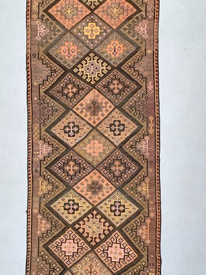 Large Vintage Turkish Kilim Rug 500x152 cm Wool Kelim