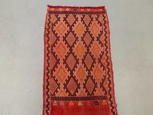 Vintage Turkish Mini Kilim 153x53 cm Wool Small Kelim Runner, shabby Chic