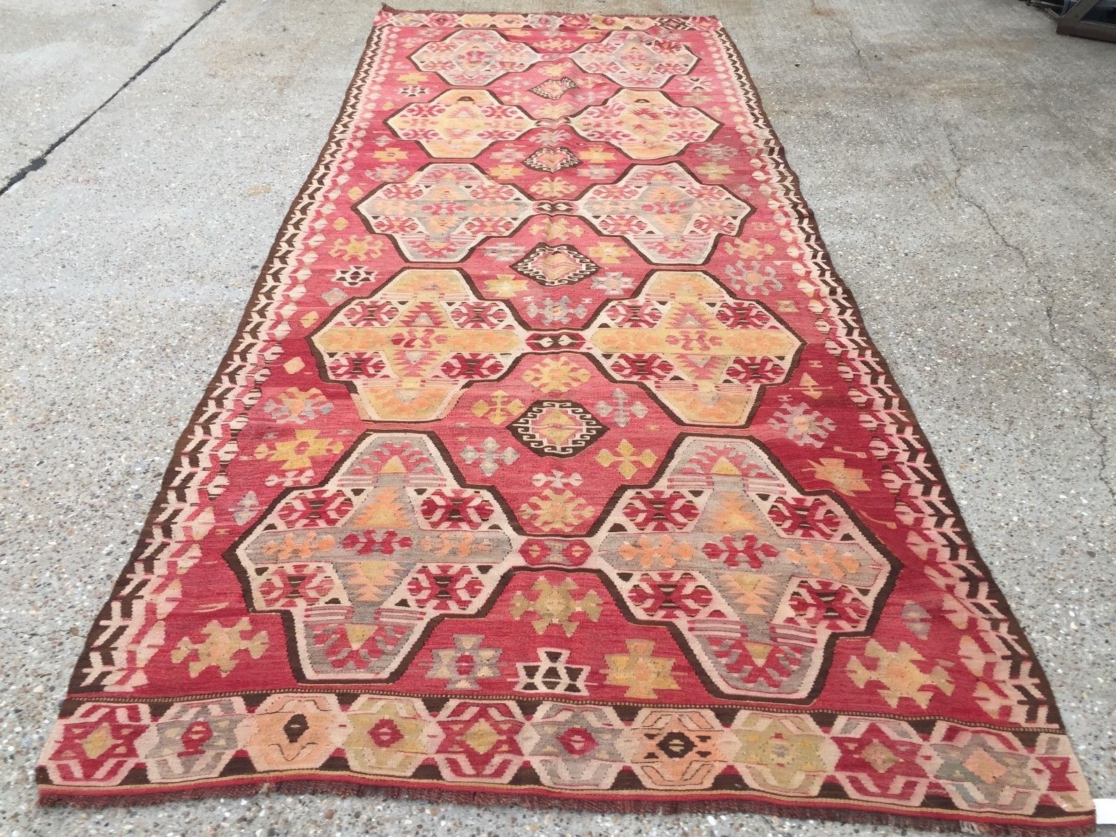 Vintage Turkish Kilim Kelim Rug 370x145 cm shabby chic wool, country home, boho Antiques:Carpets & Rugs kilimshop.myshopify.com