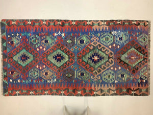 Vintage Turkish Kilim Kelim Rug 258x134 cm shabby chic wool, country home, boho kilimshop.myshopify.com