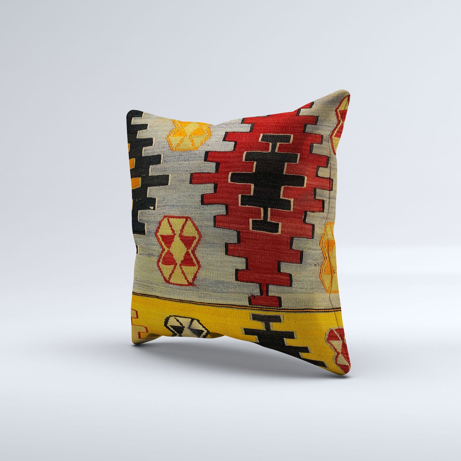 Vintage Turkish Kilim Cushion Cover 60x60 cm Square Wool Kelim Pillowcase 66406