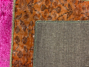 Distressed Vintage Turkish Patchwork Rug 219x150 cm Wool Medium