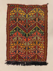 Small Vintage Turkish Kilim Rug 114x78 cm Wool Kelim