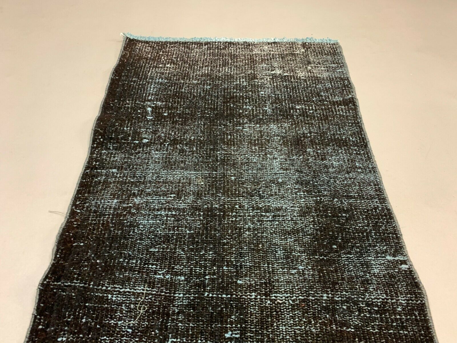 Distressed Turkish Runner 293x62 cm wool Vintage rug, Overdyed Black kilimshop.myshopify.com