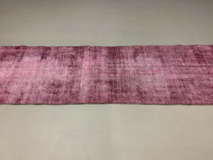 Distressed Turkish Narrow Runner 295x71 cm wool Vintage rug, Overdyed Purple kilimshop.myshopify.com