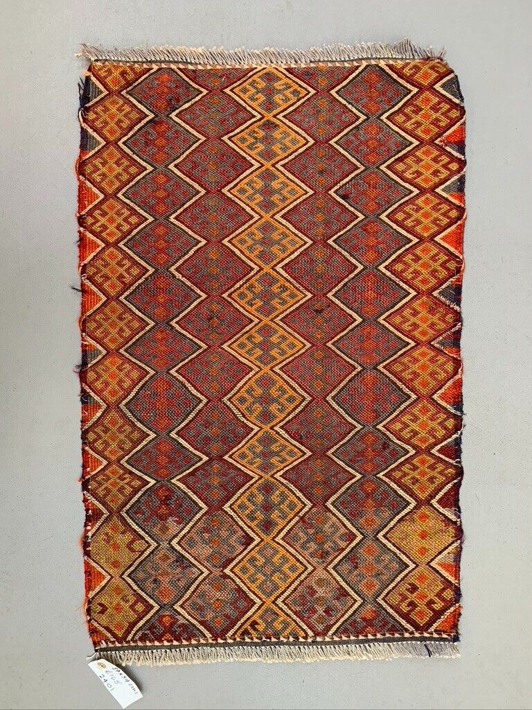 Vintage Turkish Mini Kilim 87x54 cm Wool Small Kelim Runner, shabby Chic
