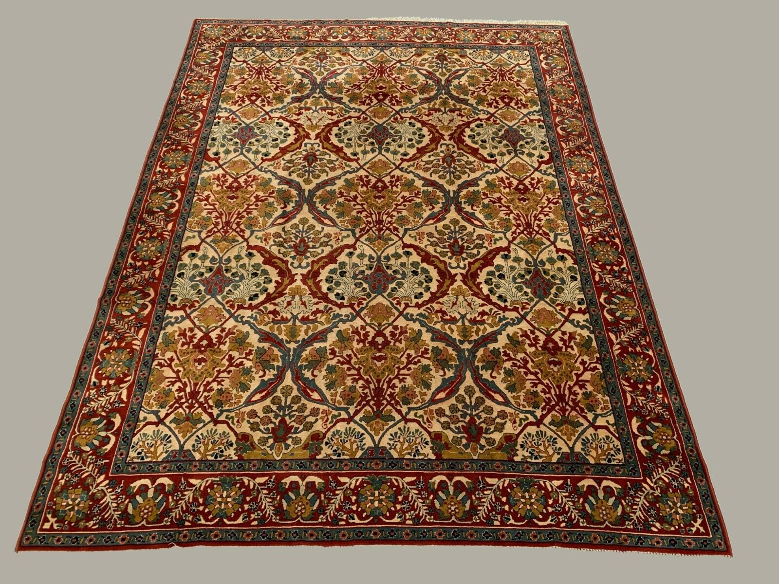 XL Vintage Arts and Crafts, W Morris style Rug 400x296 cm, Red Blue